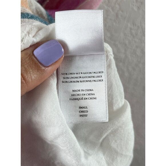 Rails Martina Linen Blend Sleeveless Mini Dress Small Avila Stripe Ruffled Pink - Picture 11 of 13